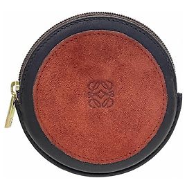 Portafoglio Anagram Loewe, pelle scamosciata, rosso e marrone scuro, custodia bicolore, Marrone