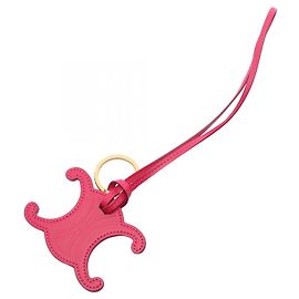 Céline Celine Triomphe Keyring Charm Accessory Leather Women's Pink Pink