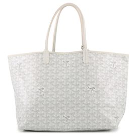 Goyard Saint Louis PM Tote Bag, Leather, , White, Herringbone Pattern, Handbag White