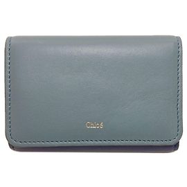 Chloé Chloe Logo Leather Key Case for Women Blue