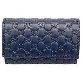 Accessori Gucci/Portachiavi Microguccissima in pelle blu navy Uomo/Donna Blu navy
