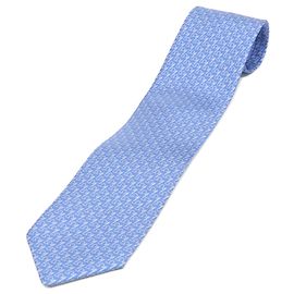 Salvatore Ferragamo Gancini pen patterned silk tie, blue, for men. Blue