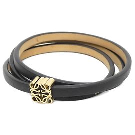 Loewe Twist Bangle Black Leather Black
