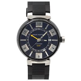Orologio Louis Vuitton Tambour GMT da uomo in nero, Data, Movimento Automatico Nero