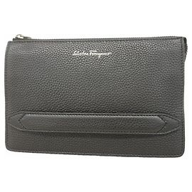 Salvatore Ferragamo Clutch Bag, Leather, Black, Men's Black