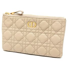 Christian Dior Dior Calo Pouch Cannage Leather Beige Beige