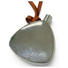 Hermès HERMES Leather Strap Perfume Bottle Atomizer Necklace, Silver Orange, Total Weight ., Men's Orange