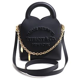 Tiffany & Co TIFFANY&Co. Borsa a Spalla Return con Mini Charm, Nero, Donna Nero