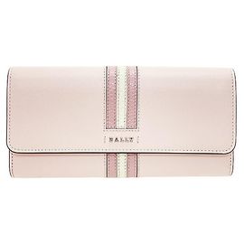 Bally Long Wallet, Striped Continental Leather, Light Pink, BALLY fold Women's Pink