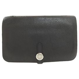 Hermès Hermes Dogon GM Duo Silver Hardware Long Wallet Togo Leather Women's HERMES Black