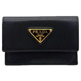 PRADA Vitello Move Business Card Holder/Card Case , Black Calf Leather, Women's Black