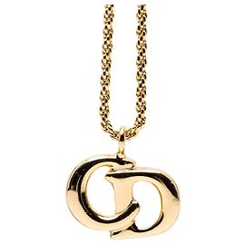 Collana Christian Dior Dior CD Logo, Placcata Oro, Donna D'oro