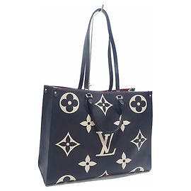 Borsa Tote Louis Vuitton Bicolor Monogram Empreinte OnTheGo GM da Donna Nero Beige Nero