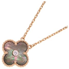 Van Cleef & Arpels Alhambra Necklace, Gray Mother-Pearl, Diamond, Pink Gold (), Holiday Limited Edition. Brown