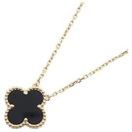 Colar Vintage Alhambra Van Cleef & Arpels, (Ouro Amarelo), Onyx, Feminino, Tons de Ouro/Preto Preto