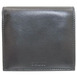 Portafoglio pieghevole in pelle con logo Bally per uomo Nero