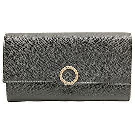 Bulgari BVLGARI Logo Clip Long Wallet for Men Black