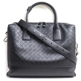 Bottega Veneta Embossed Leather Briefcase Black