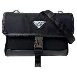 Mini borsa a tracolla in pelle Saffiano Nylon Prada da uomo Nero