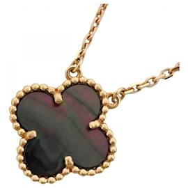 Van Cleef & Arpels Alhambra Necklace, Pink Gold, Grey Shell, Women's Pink