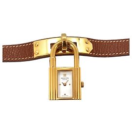 Hermès Orologio Kelly Hermes, orologio al quarzo da donna bianco e marrone con lucchetto Marrone