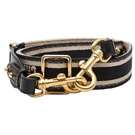 Christian Dior Dior Shoulder Strap, Black/Beige Canvas Leather, Women's Black