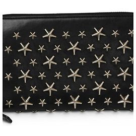 Portafoglio Lungo Arrotondato Jimmy Choo, Pelle, Borchie a Stella, Nero Nero