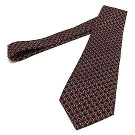 Salvatore Ferragamo tie, Gancini pattern, black and red, silk, men's. Black