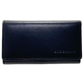 Burberry -ring Key Case, Leather, Black, Holder, Hook, Ring, Men's Black