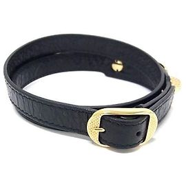 Bracciale BALENCIAGA Giant in pelle nera da uomo e donna con triplo borchia Nero