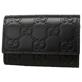 Accessori Gucci/Portachiavi, Guccissima, Pelle, Nero, Donna Nero