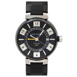 Relógio Louis Vuitton Tambour GMT Masculino em Preto, Data, Movimento Automático Preto
