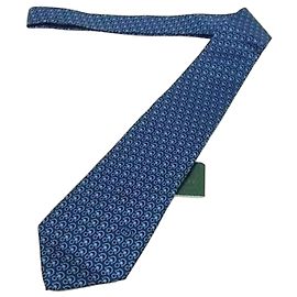 Cravatta GUCCI vintage, seta blu, Uomo, Horsebit Blu