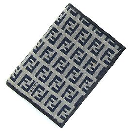 Fendi fold Wallet Zucchino Gray Black Canvas Leather Folding FENDI Black