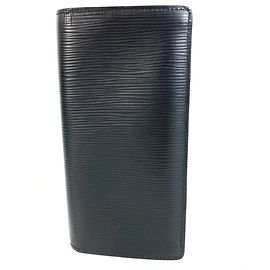 LOUIS VUITTON Epi Portefeuille Brazza fold Long Wallet, Leder, Herren/Damen, Noir Black Schwarz