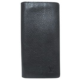 LOUIS VUITTON Portafoglio Brazza in pelle Taurillon lungo nero da uomo Nero