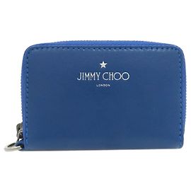 Porta-moedas com logo Jimmy Choo, couro, para mulher Azul