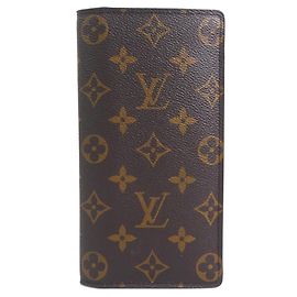 Louis Vuitton LOUIS VUITTON fold long wallet Monogram Portefeuille Brazza canvas Brown Men's Brown