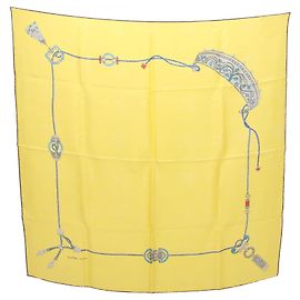 Sciarpa Cartier, seta, donna, toni giallo/blu Blu