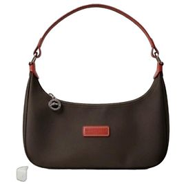 Longchamp Borsa a Tracolla in Tela Marrone e Pelle Rossa Marrone Rosso