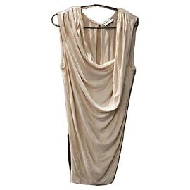 Vestido drapeado bege sem mangas By Malene Birger Bege