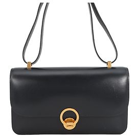 Borsa a tracolla in pelle Box Calf blu navy Hermès Blu navy