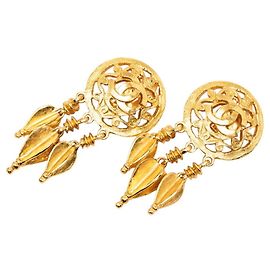 Boucles d'oreilles Chanel Vintage Coco Mark Doré