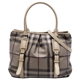 Sac à main Burberry Beige Smoked Check en toile enduite Beige