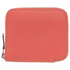 Cartera compacta de seda y Epsom rosa Hermès Rosa