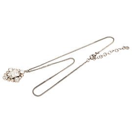 Colar com pingente Chanel Silver CC Brass Strass Prata