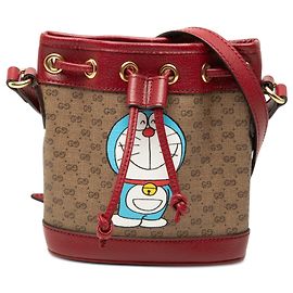 Borsa a secchiello Gucci Beige Micro GG Supreme Doraemon Beige