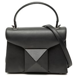 Borsa Valentino Black Mini Leather One Stud Top Handle Bag Nero