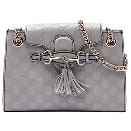 Bolsa de Ombro Gucci Gray Small Guccissima Emily Marrom