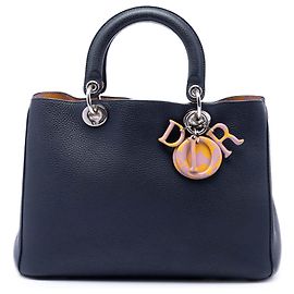Dior Blue Medium Leather Diorissimo Satchel von Dior Blau Marineblau
